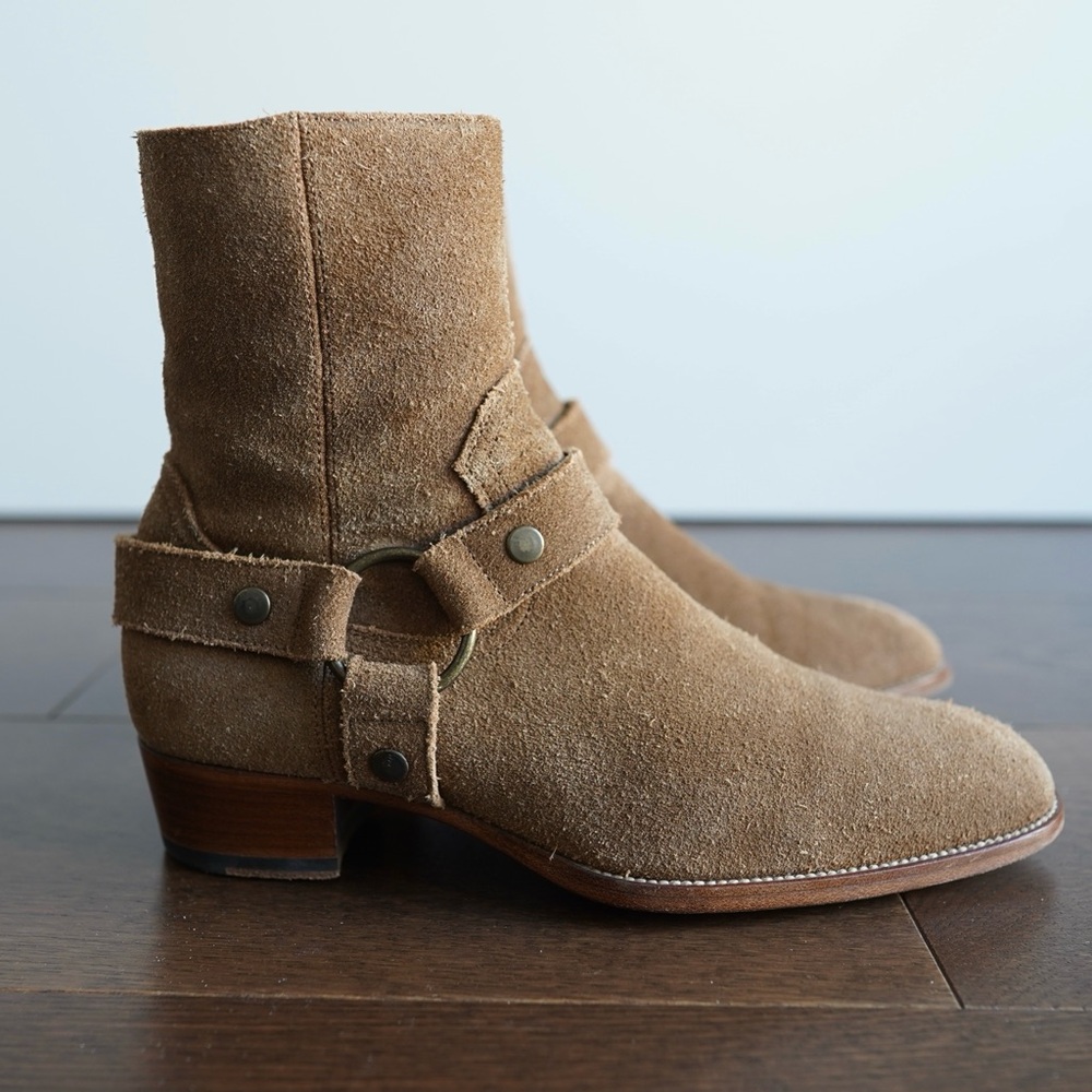 Saint Laurent Wyatt Harness Nut Suede Boots